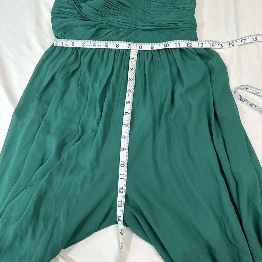 NWD IEENA Mac Duggal [ XS‎ ] 2651 Ruched Sleeveless Tie Jumpsuit Emerald Green